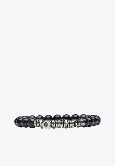 Shop Ferragamo Large Gancini Beaded Bracelet In Black