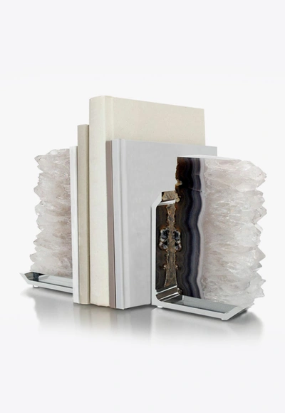 Shop Anna Fim Crystal Bookends In Silver