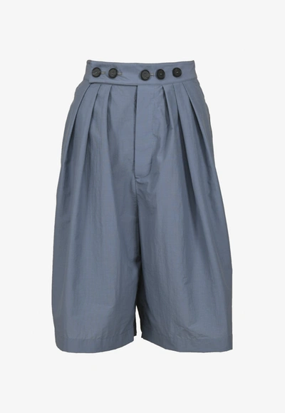 Shop Dawei High-waist Bermuda Nylon Shorts In Grey