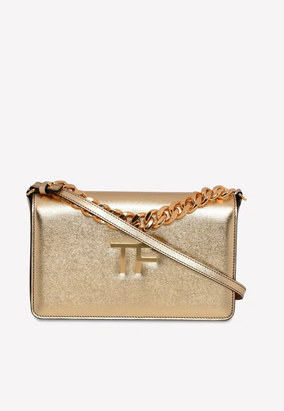 Shop Tom Ford Palmellato Metallic Tf Chain Medium Shoulder Bag In Gold