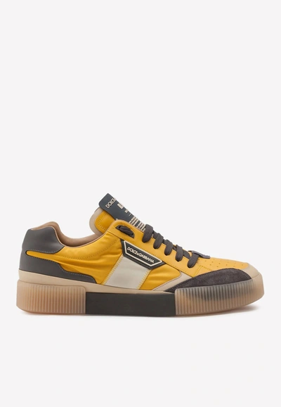 Shop Dolce & Gabbana Miami Sneakers In Mixed Material In Yellow