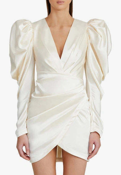 Shop Acler Irwin Ruched Satin Mini Dress In White
