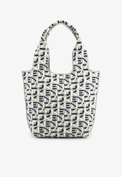 Shop Kenzo Small Skuba Logo Monogram Tote Bag In White