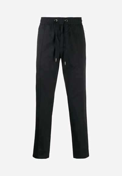 Shop Dolce & Gabbana Logo Plaque Track Pants In Cotton Blend In Black