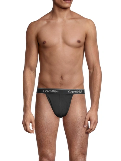 Shop Calvin Klein Men's 3-pack Microfiber Thong In Black