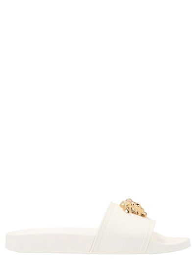 Shop Versace Palazzo Pool Slides In White