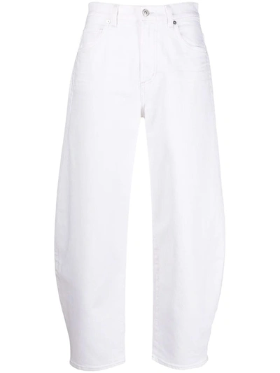 Shop Citizens Of Humanity White Calista Tapered Cropped Jeans