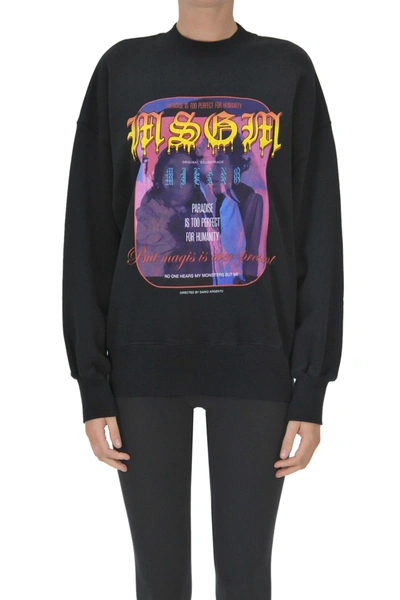 Shop Msgm Printed Sweatshirt By Dario Argento In Black