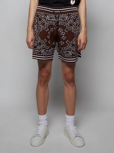 Shop Amiri Bandana B-ball Shorts, Dark Brown