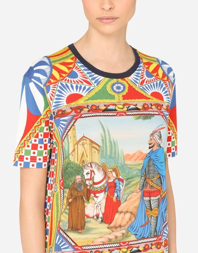 Shop Dolce & Gabbana Short-sleeved Carretto-print Jersey T-shirt In Multicolor