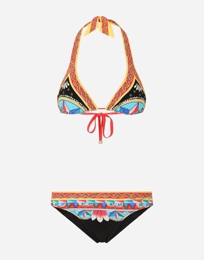 Shop Dolce & Gabbana Carretto-print Bikini In Multicolor