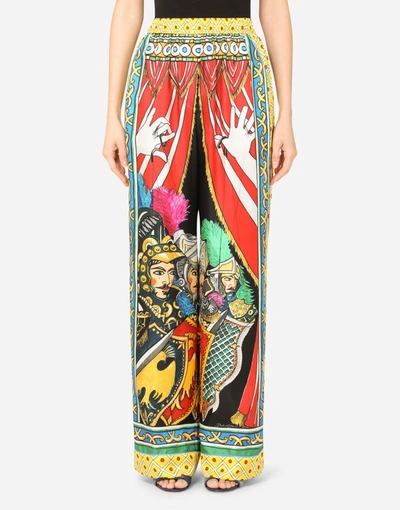 Shop Dolce & Gabbana Carretto-print Twill Pajama Pants In Multicolor