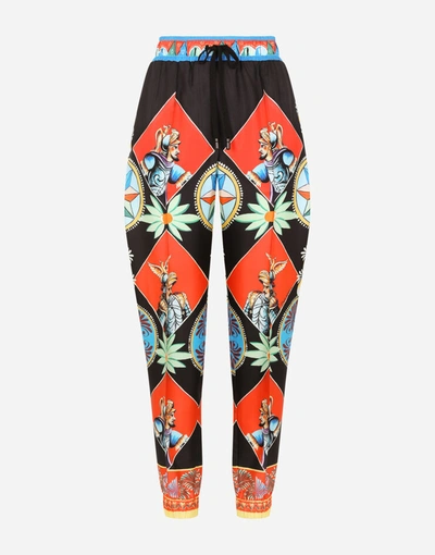Shop Dolce & Gabbana Carretto-print Twill Jogging Pants In Multicolor