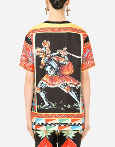 Shop Dolce & Gabbana Short-sleeved Carretto-print Twill T-shirt In Multicolor
