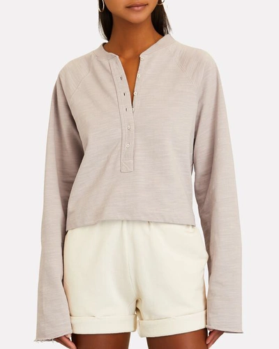 Marissa Webb So Uptight Slub Cotton Plunge Henley In Beige | ModeSens