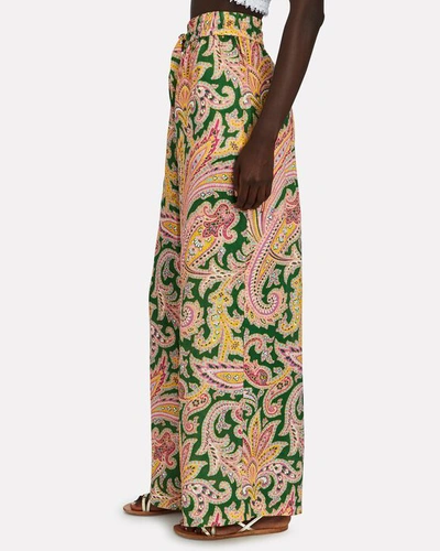 Shop Zimmermann Teddy Paisley Linen Wide-leg Pants In Multi