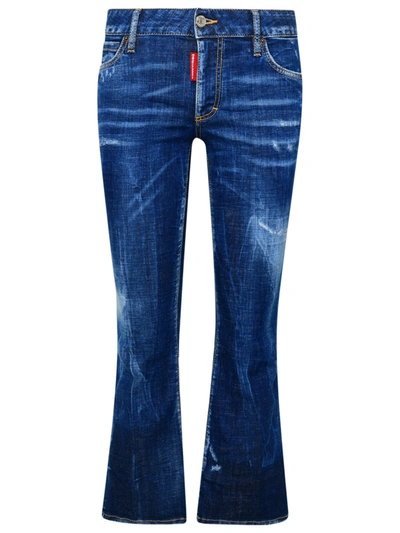 Shop Dsquared2 Distressed Cropped Flared Jeans In Blue