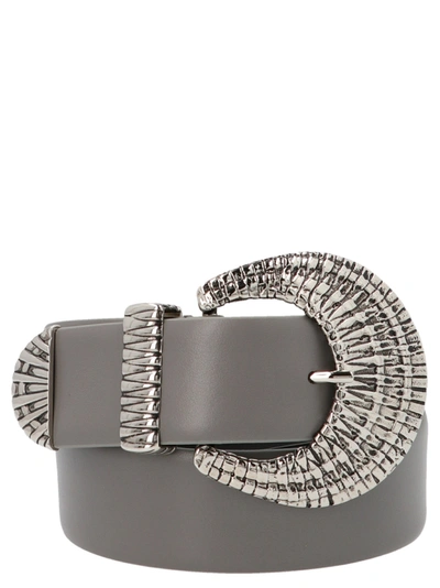 Shop Alberta Ferretti Geometric Engraved Buckle Belt In Grey