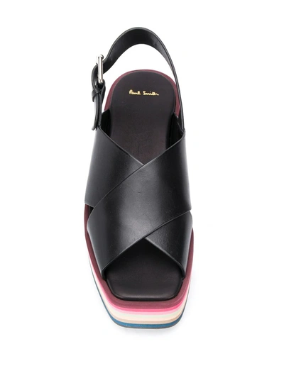 Crossover Strap Sandals In Black Multicolor | ModeSens