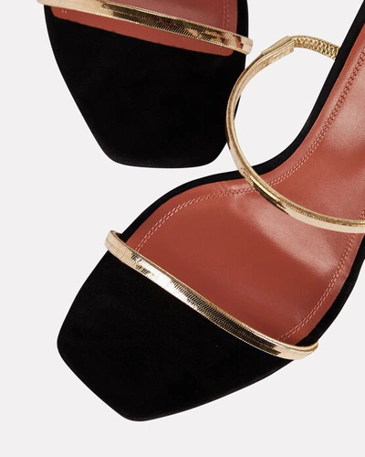 Shop Amina Muaddi Henson Suede Slide Sandals In Black/gold