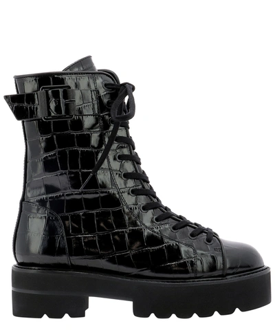 Shop Stuart Weitzman Ryder Embossed Ankle Boots In Black