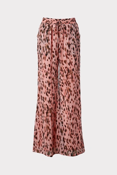 Shop Milly Metallic Leopard Stripe Burnout Track Pant In Pink Multi