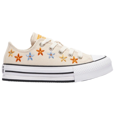 Shop Converse Girls  All Star Spring Flowers Platform Low Top In Natural Tvory/white/black