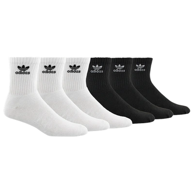 Shop Adidas Originals Mens  Trefoil Cushioned Quarter Socks 6-pack In Black/white