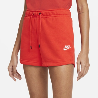 Shop Nike Womens  Nsw Essential Shorts In Red/white