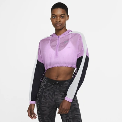 Nike Air Women's Crop Running Jacket In Purple/black | ModeSens
