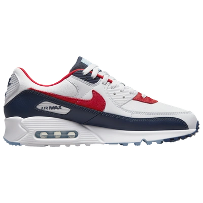 Shop Nike Mens  Air Max 90 In White/red/navy
