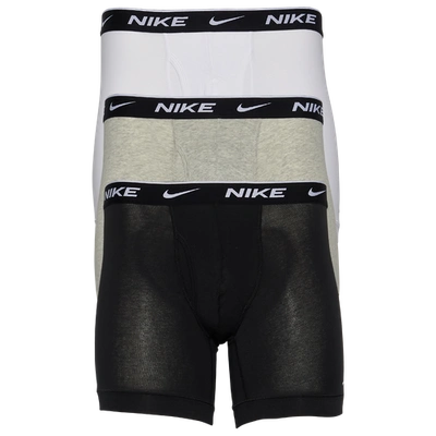 Shop Nike Mens  Everday Cotton Stretch 3 Pack Briefs In Black/white/grey