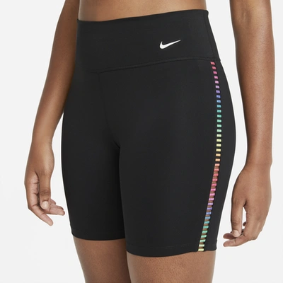 Shop Nike Womens  One Rainbow Ladder 7short (plus Size) In Black/white