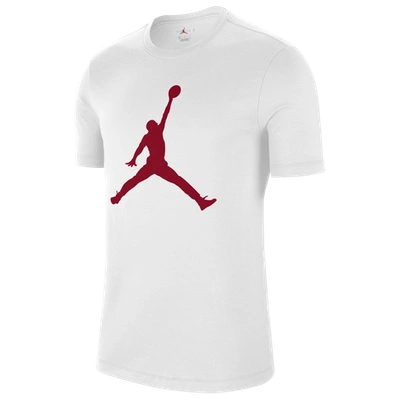 Shop Jordan Mens  Jumpman Crew T-shirt In White/gym Red