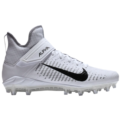 Shop Nike Mens  Alpha Menace Pro 2 Mid Football Cleat In White/black