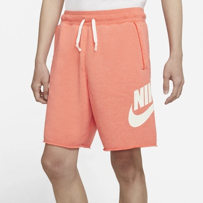 Shop Nike Mens  Alumni Shorts In Turf Orange/heather/sail
