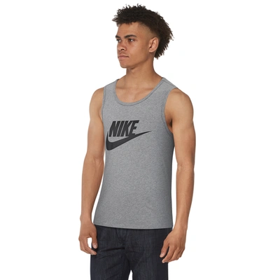 Shop Nike Mens  Icon Futura Tank In Dark Grey Heather/black