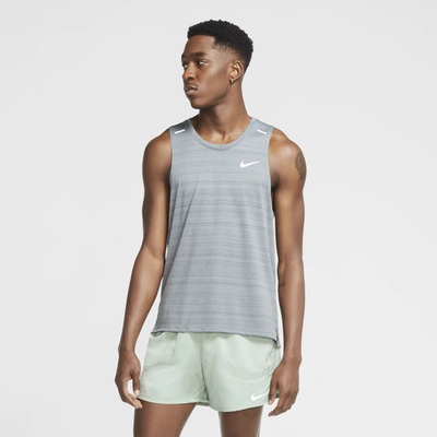 Shop Nike Mens  Dry Miler Tank In Smoke Grey/reflective Silver