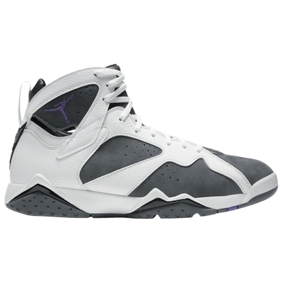Shop Jordan Mens  Retro 7 In White/varsity Purple/flint Grey