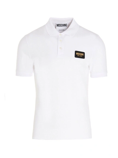 Shop Moschino Men's White Cotton Polo Shirt