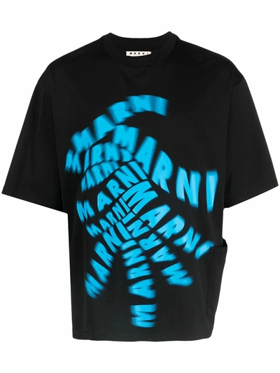 Shop Marni Men's Black Cotton T-shirt