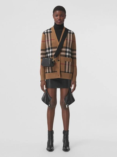 Burberry Checked Wool And Cashmere-blend Cardigan In Birch Brown