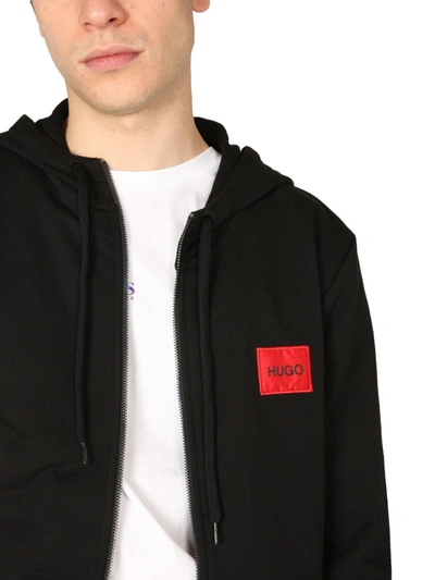 Shop Hugo "daple" Sweatshirt With Logo Patch In Black