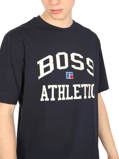 Hugo Boss Boss X Russell Athletic - Cotton Crew-neck T-shirt In Blue