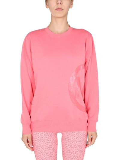 Shop Michael Michael Kors Crew Neck Organic Cotton Sweatshirt In Pink