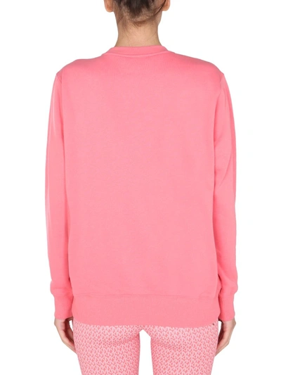 Shop Michael Michael Kors Crew Neck Organic Cotton Sweatshirt In Pink