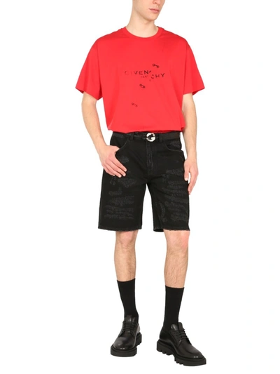 Givenchy Short In Denim Effetto Destroyed In Black