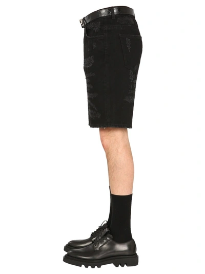 Givenchy Short In Denim Effetto Destroyed In Black