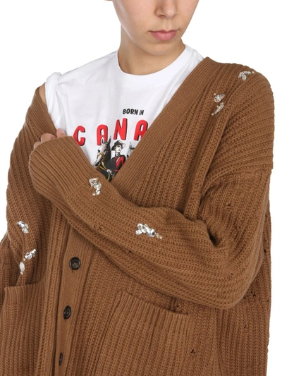 Shop Dsquared2 Destroyed Cardigan In Brown