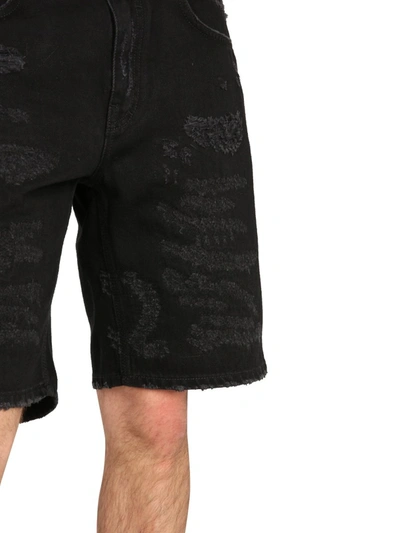 Givenchy Short In Denim Effetto Destroyed In Black
